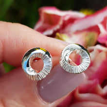 Load image into Gallery viewer, Silver, Selene Collection, texture swirl stud earrings - Callibeau Jewellery
