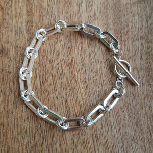 Silver Heritage Collection rectangle bracelet with t-bar - Callibeau Jewellery