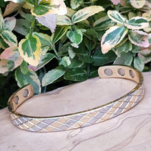Load image into Gallery viewer, Stylish cross design 2 tone magnetic bracelet - Callibeau Jewellery
