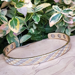 Stylish cross design 2 tone magnetic bracelet - Callibeau Jewellery