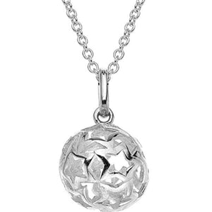 Silver, star filigree orb on 45cm silver chain - 4.9g - Callibeau Jewellery