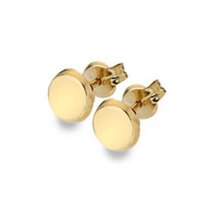 9ct yellow gold, polished circle, 5mm stud earrings - Callibeau Jewellery
