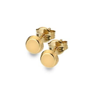 9ct yellow gold, polished circle, 4mm stud earrings - Callibeau Jewellery
