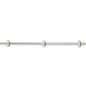 Silver, bead and snake chain, 18"/45cm, gauge 2.72mm, 9.52g - Callibeau Jewellery