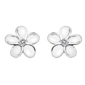 Silver flower stud earrings with cubic zirconia - Callibeau Jewellery