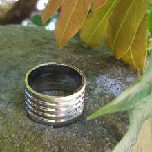 Load image into Gallery viewer, Inspirit grooved stainless steel ring - Callibeau Jewellery
