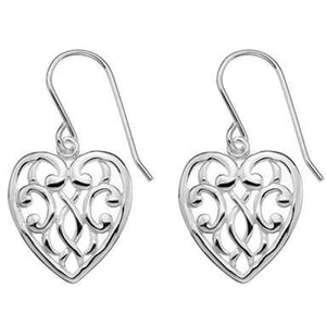 Silver filigree heart drop earrings - Callibeau Jewellery