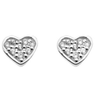 Silver cubic zirconia set heart stud earrings - Callibeau Jewellery