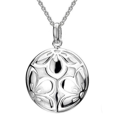 Silver flower dome pendant on 45cm silver chain - 6.74g - Callibeau Jewellery
