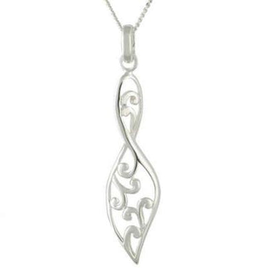 Silver fancy leaf pendant on 45cm silver chain - 5.83g - Callibeau Jewellery