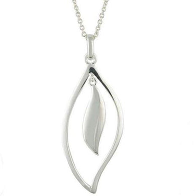 Silver duo leaf pendant on 45cm silver chain - 6.69g - Callibeau Jewellery
