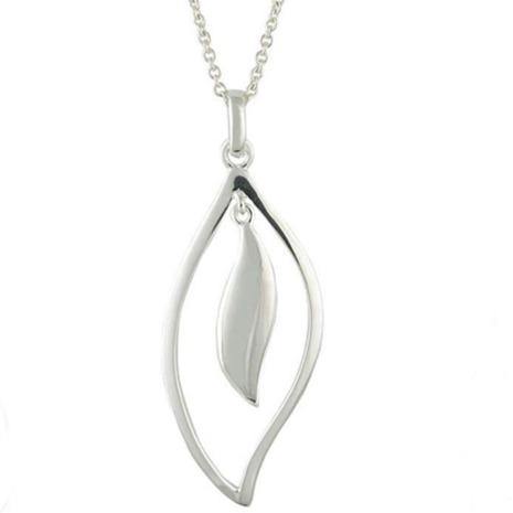Silver duo leaf pendant on 45cm silver chain - 6.69g - Callibeau Jewellery
