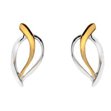 Load image into Gallery viewer, Silver &amp; gold plated abstract leaf earrings - Callibeau Jewellery
