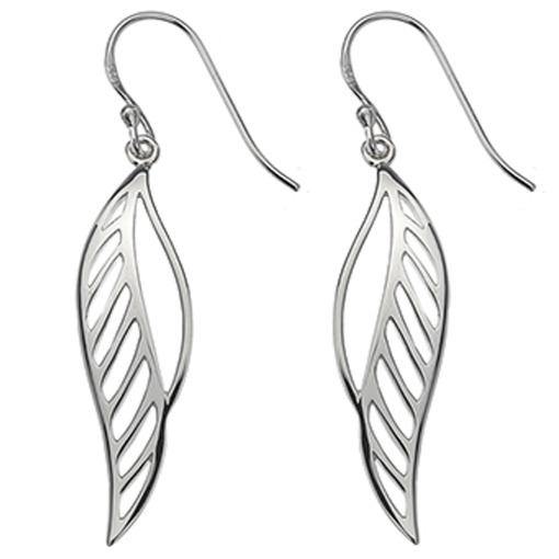 Silver leaf design drop earrings - Callibeau Jewellery