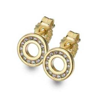 9ct yellow gold, channel set cubic zirconia stud earrings - Callibeau Jewellery