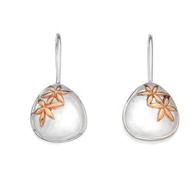 Silver, Mother of Pearl, with rose gold plated flower earrings - 2.59g - Callibeau Jewellery