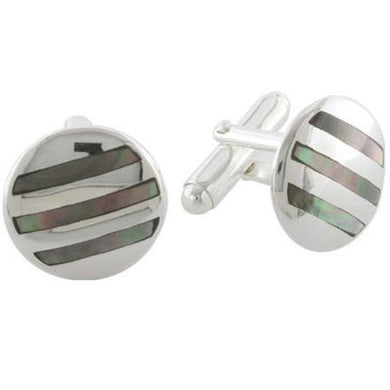 Silver black stripe cufflinks - 10.21g - Callibeau Jewellery