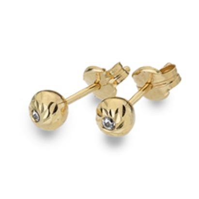 9ct yellow gold, diamond cut cubic zirconia set stud earrings - Callibeau Jewellery