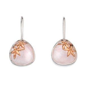 Silver, quartz, rose gold plated flower earrings - Callibeau Jewellery