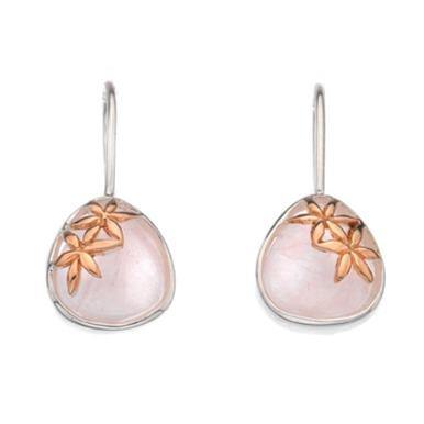 Silver, quartz, rose gold plated flower earrings - Callibeau Jewellery