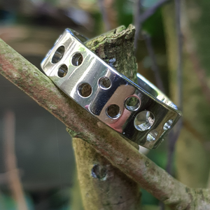 Inspirit stainless steel ring with holes - Callibeau Jewellery