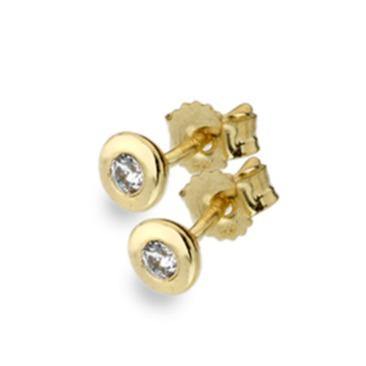 9ct yellow gold, modern cubic zirconia set 4.3mm stud earrings - 0.73g - Callibeau Jewellery