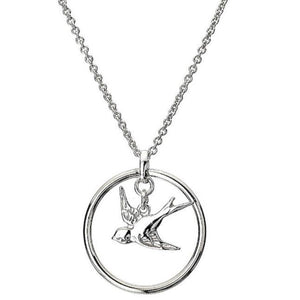 Silver necklace with ringed bird pendant 18"/45cm - 5.01g - Callibeau Jewellery