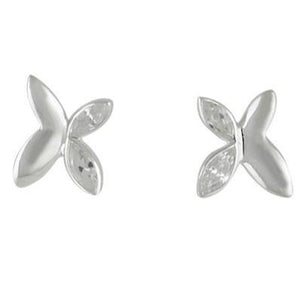 Silver cubic zirconia set flower earrings - Callibeau Jewellery