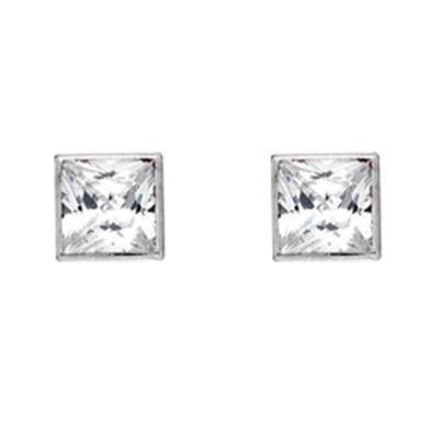 9ct white gold & cubic zirconia square stud earrings 5mm x 5mm - Callibeau Jewellery