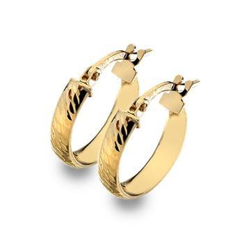 9ct yellow gold, 3mm diamond cut 10mm hoop earrings - Callibeau Jewellery