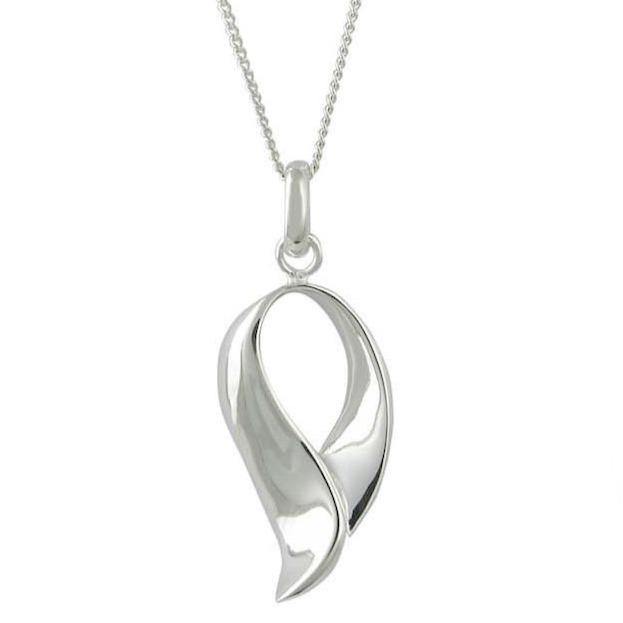 Silver leaf pendant on 45cm silver chain - 5.89g - Callibeau Jewellery