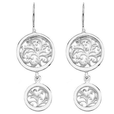 Silver cut out patterned circle drop earrings - Callibeau Jewellery