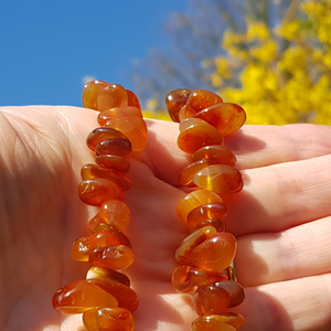 LIMITED EDITION: Rounded Carnelian Chip Necklace - 18"/45cm - Callibeau Jewellery