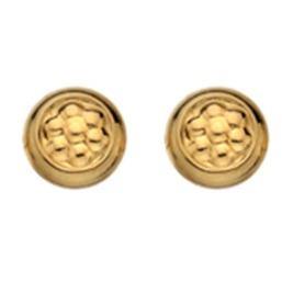 9ct yellow gold patterned round stud earrings - Callibeau Jewellery