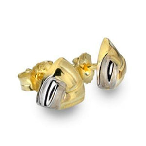 9ct yellow & white gold triangle stud earrings - Callibeau Jewellery