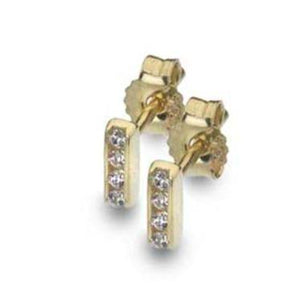9ct yellow gold, cubic zirconia set bar earrings - Callibeau Jewellery