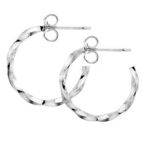 Silver, twisted square hoop earrings 16mm - Callibeau Jewellery