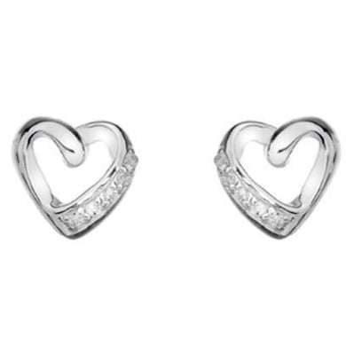 Silver cubic zirconia classic set heart earrings - Callibeau Jewellery
