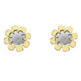 Silver & 9ct gold, 2 tone flower earrings - Callibeau Jewellery