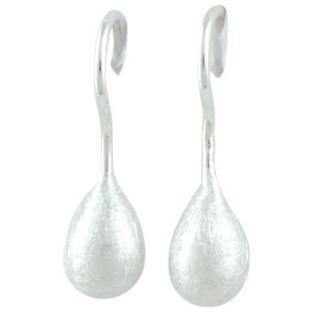 Silver drop dome matt finish earrings - Callibeau Jewellery