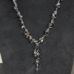 Hematite set. Hematite necklace with black beads, 16" extendable to 18". Hematite bracelet with black beads. Hematite earrings with black beads - Callibeau Jewellery