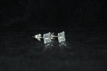 Load image into Gallery viewer, Silver, square cubic zirconia stud earrings - Callibeau Jewellery
