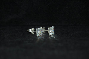 Silver, square cubic zirconia stud earrings - Callibeau Jewellery