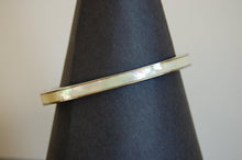 Load image into Gallery viewer, White Mother of Pearl hinged bangle with magnetic close - Callibeau Jewellery
