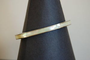 White Mother of Pearl hinged bangle with magnetic close - Callibeau Jewellery