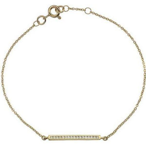 9ct yellow gold, 18 cubic zirconia set bracelet bar, 7.5"/19cm - Callibeau Jewellery
