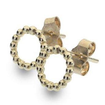 9ct yellow gold, 22 bead circle earring studs - Callibeau Jewellery