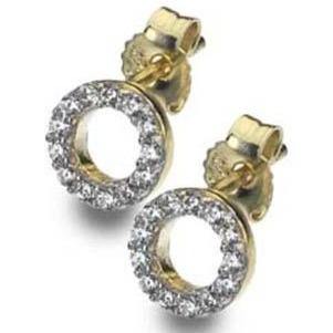 9ct yellow gold, 27 cubic zirconia set open circle earrings - Callibeau Jewellery