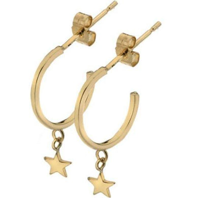 9ct yellow gold, star hoop earrings - Callibeau Jewellery