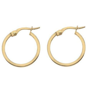 9ct yellow gold, 1.5mm square wire, 10mm hoop earrings - Callibeau Jewellery
